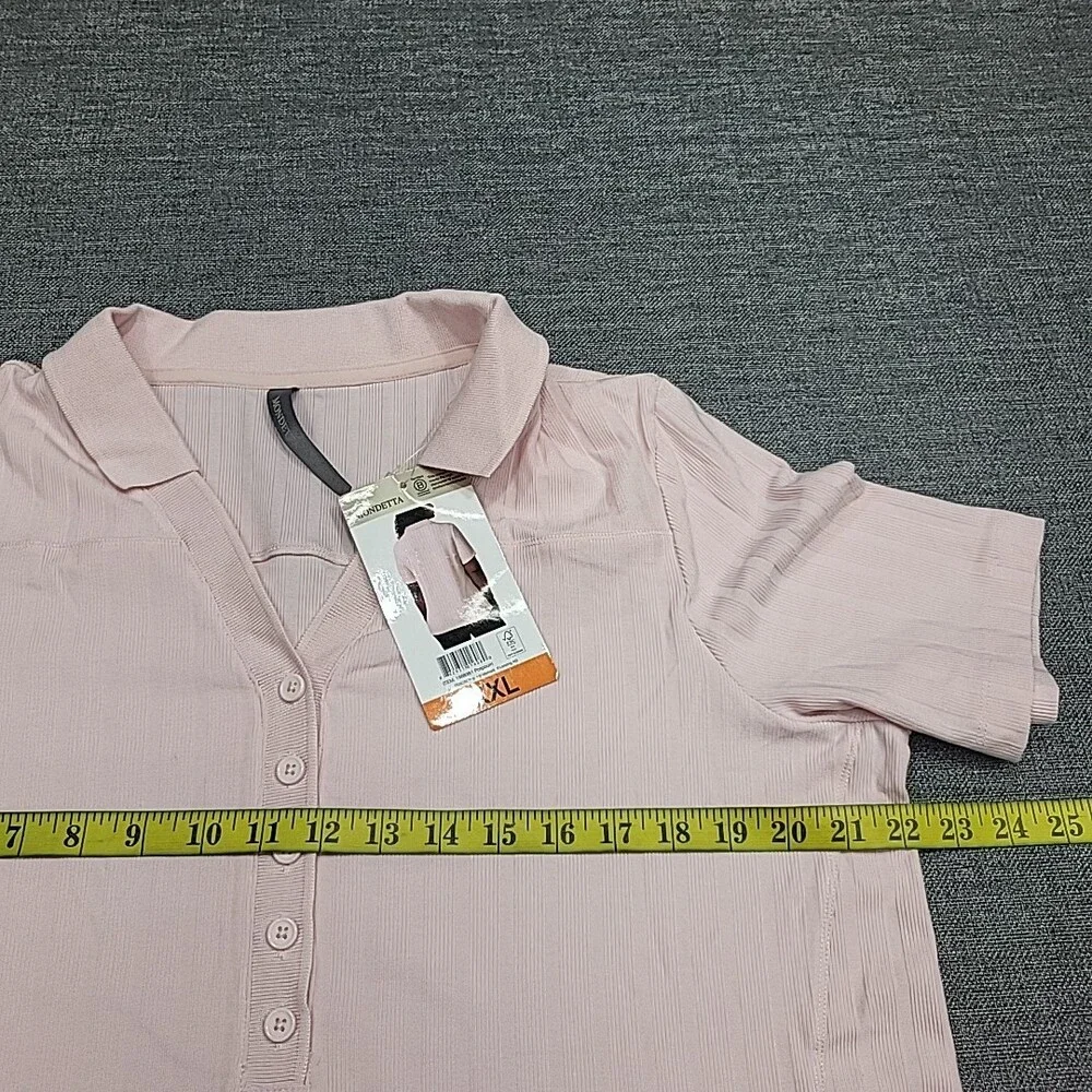Mondetta Womens Top XX-Large Size Pink Ribbed Polo Tee Shirt Short Sleeves